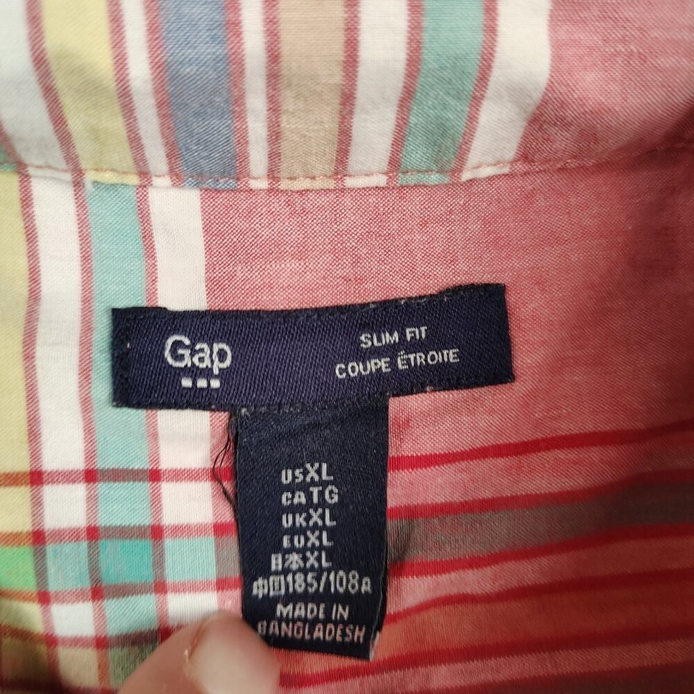 GAP Red and Blue Plaid Casual Shirt - Picture 3 of 7